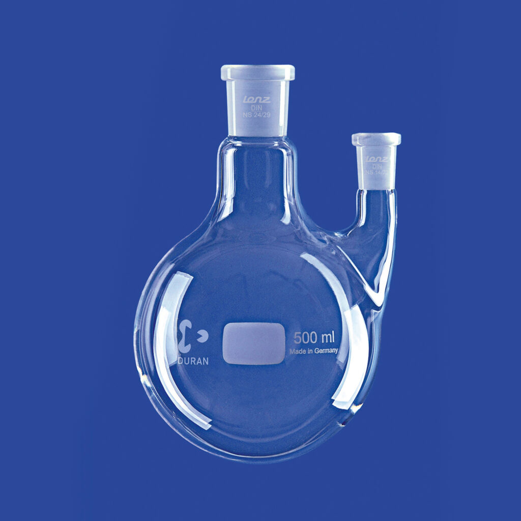 Zweihals-Rundkolben, Seitenhals parallel