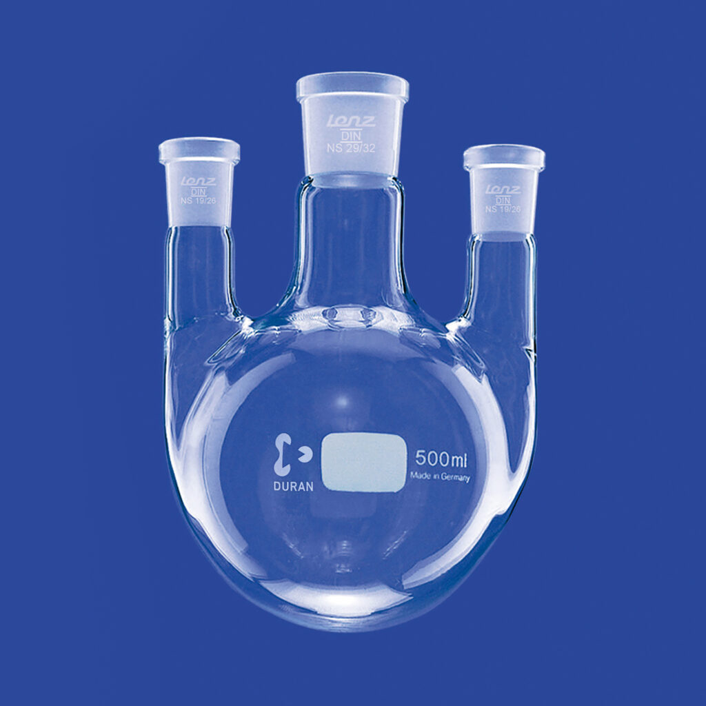 Dreihals-Rundkolben, Seitenhälse parallel