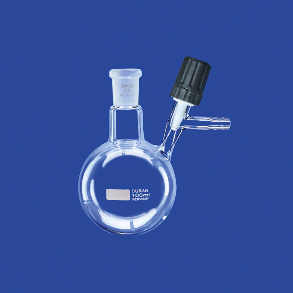 Stickstoff-Rundkolben (Schlenk-Kolben) mit PTFE-Ventilhahn