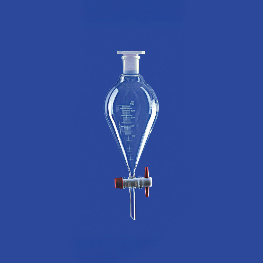 Scheidetrichter, konisch, mit PTFE-Küken, mit Teilung