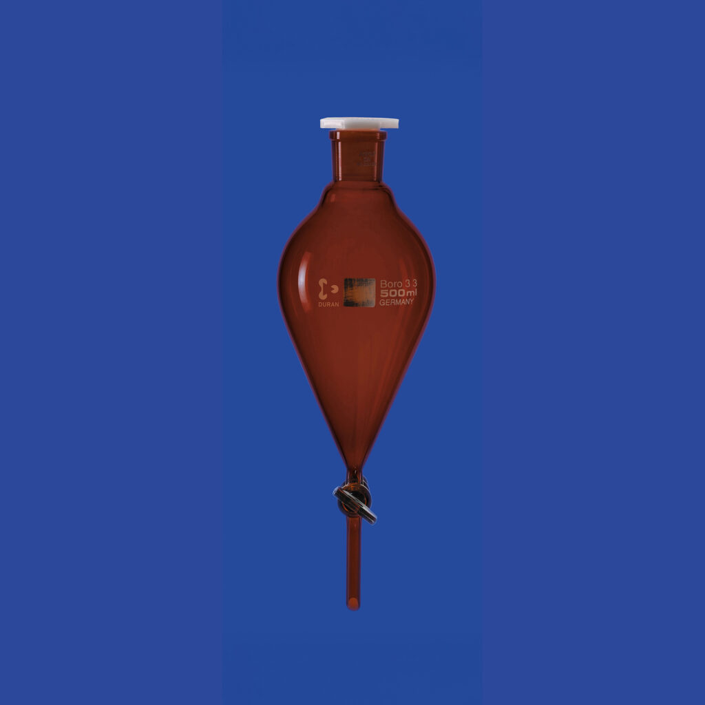 Scheidetrichter, konisch, Braun, mit Glasküken, ohne Teilung