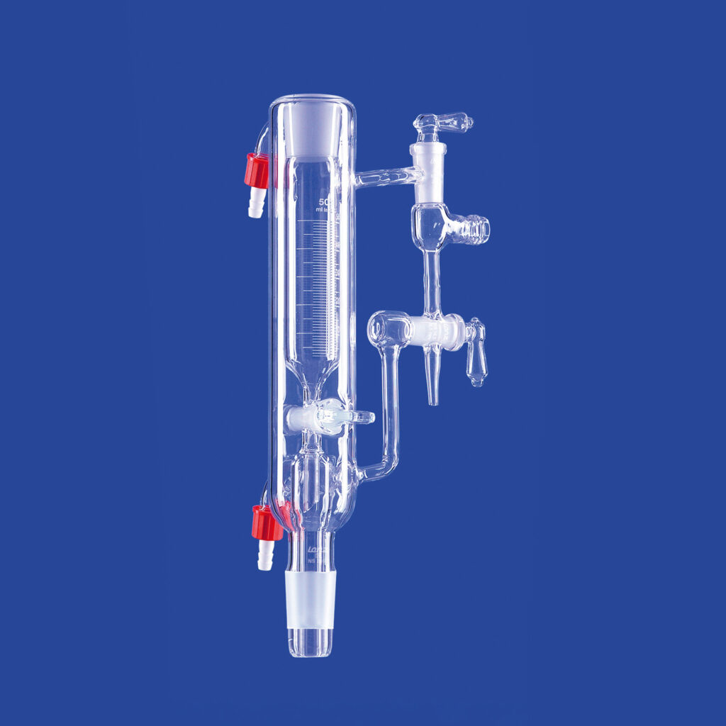 Destilliervorlagen nach Anschütz-Thiele, gerade, mit Temperiermantel, Glas