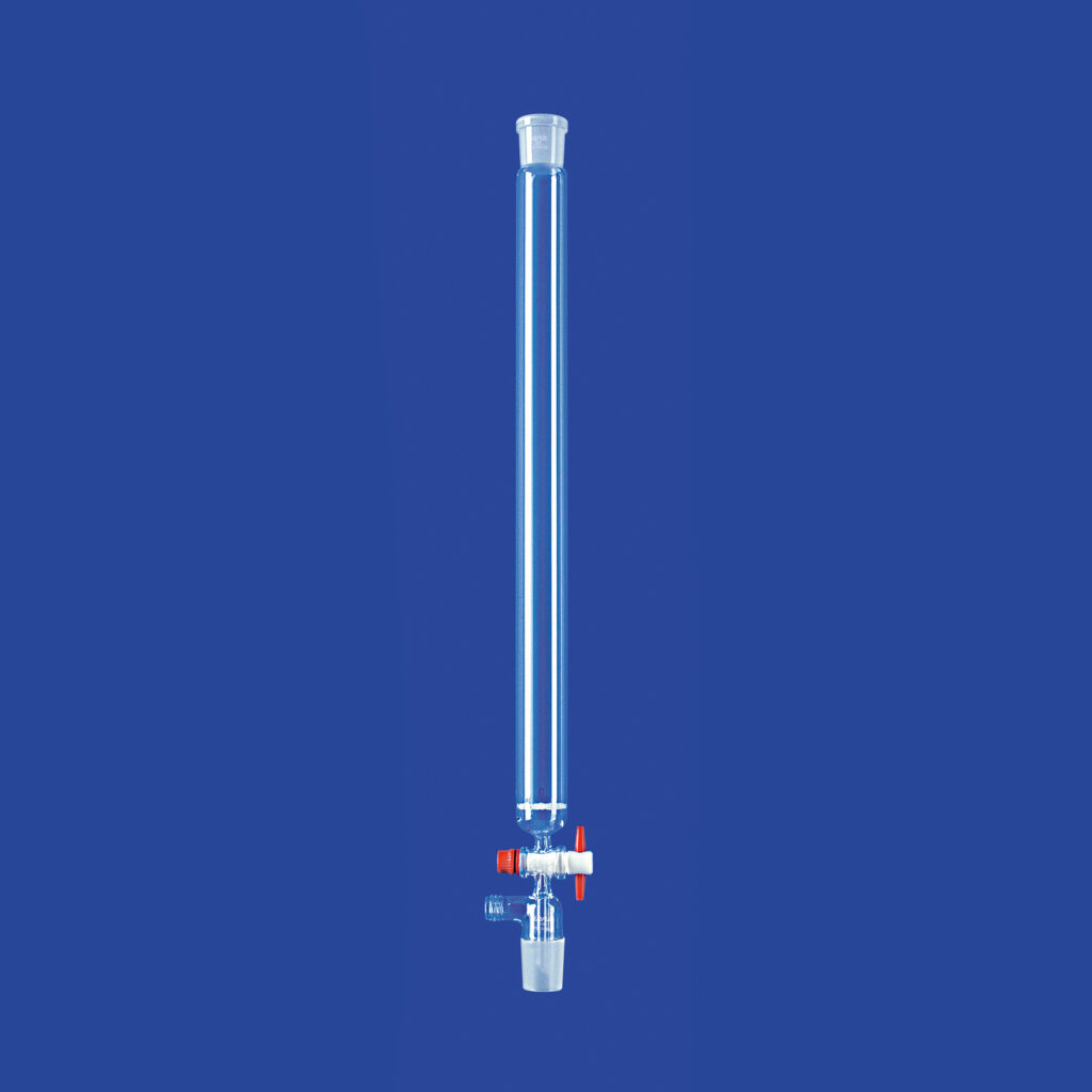 Chromatographie-Säulen mit Fritte, mit NS-Hülse und NS-Kern, mit PTFE-Hahn