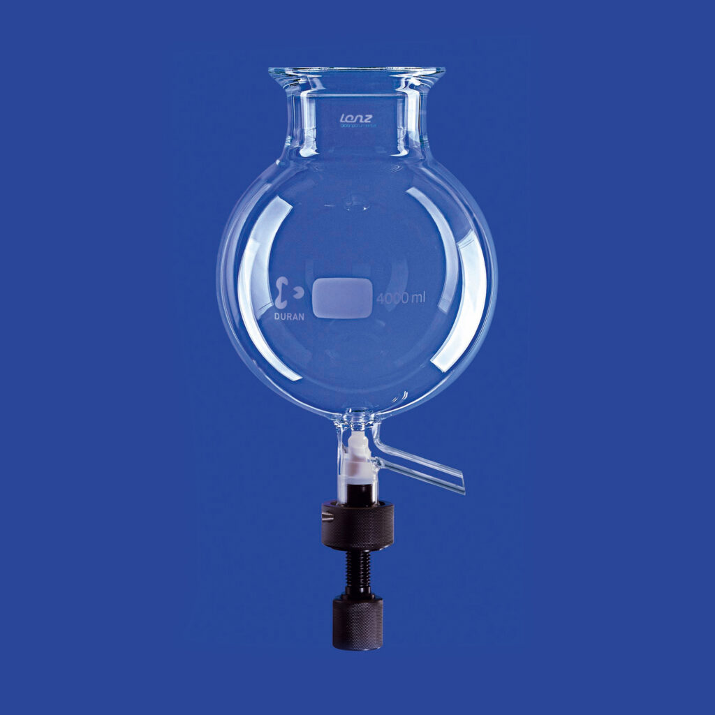 Reaktionsgefäße, kugelförmig, mit Entleerungsventil