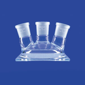 Planschliff-Deckel, Mittelhals, zwei schräge Seitenhälse